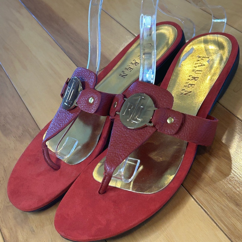 Ralph Lauren Kalana Red Thong Women’s Sandals - Picture 9 of 13